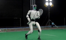 Robot tennis player shows real-time AI reactions