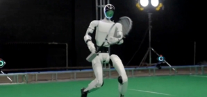 Robot tennis player shows real-time AI reactions