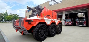 Firefighting robot helps crews scout dangerous buildings