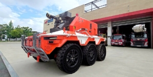Firefighting robot helps crews scout dangerous buildings
