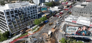 Stretch of Sunset Boulevard closed indefinitely as crews repair ruptured water main